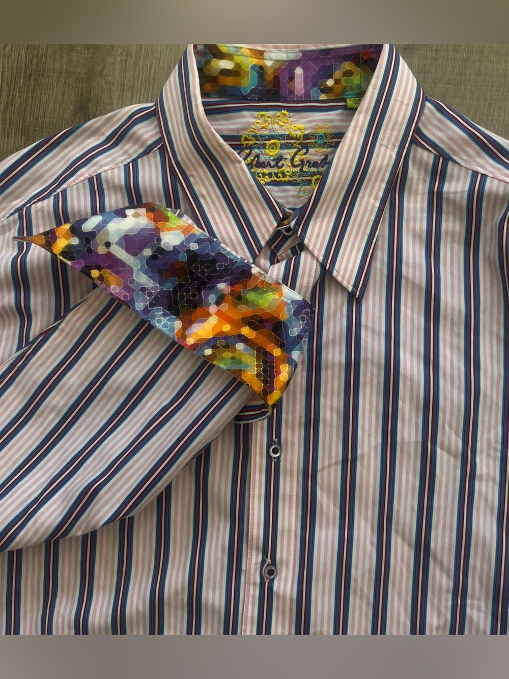 Robert Graham NWOT L/S Shirt Classic Flip Cuff Mens 3XL Pink Blue Striped NEW